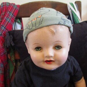 Vtg. 1920-40's 24" Composition Baby Boy Doll Sleepy Eyes,Crier,Blue Eyes, teeth
